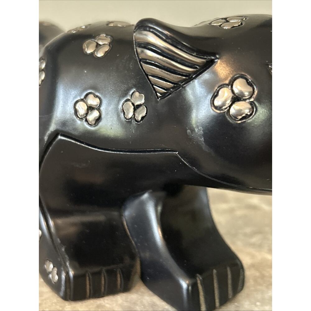 Artesania Rinconada Black Silver Large Crouching Panther Sculpture 11"x5" Signed - Picture 4 of 13